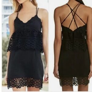 Gianni Bini Black Lace Monica Cocktail Dress Peplum size 4